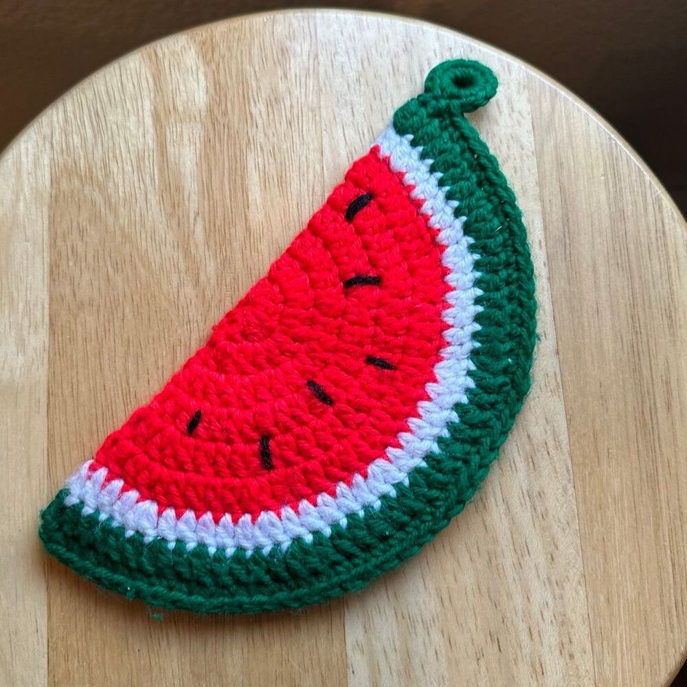 Hand Crocheted Watermelon Slice Pot Holder Trivet Hot Pads